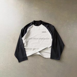 Custom Crewneck Men Long Sleeve Shirts Spliced Drop-Shoulder Sleeve Design Shirts Blank <b>Plain</b> Thermal Shirt Long Sleeve - Product Image 1