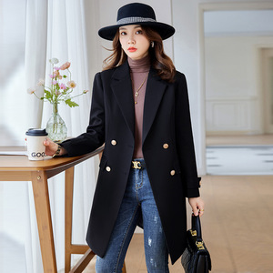 Apricot Women's Trench Coat Mid Length Slim Fit Warm Keeper Autumn Winter Professional Coat - Product Image 3