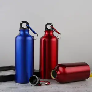400ml yeniden kullanılabilir özel renkli şık 16oz metal alüminyum spor içecek su şişesi karabina kapağı ile 750ml