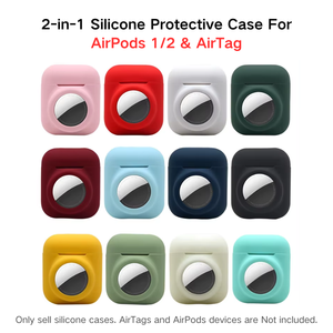 Housse de protection en silicone <span class=keywords><strong>2</strong></span> en 1 compatible avec les <span class=keywords><strong>AirPods</strong></span> 1/<span class=keywords><strong>2</strong></span>/3/4 et AirTag Anti-Scratch Fit Soft Touch Bluetooth Headphone Cover - Product Image 2