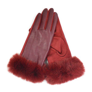 OEM ODM all'ingrosso alla moda guanti graziosi Touch Screen Puffy braccialetto ragazza in pelle sintetica con guanti in finta pelle scamosciata per il ciclismo - Product Image 2