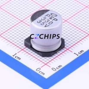 ตัวเก็บประจุอิเล็กโทรไลต์อะลูมิเนียมแบบ SMD รุ่น UWT1V331MNL1GS ขนาด D10xL10 มม. 330uF 20% 35V 300mA-120Hz - Product Image 1