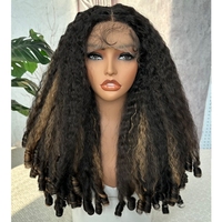 Perruque synthétique Lace Front HelloHAIR, cheveux afro crépus, fibre haute température, sans colle, tressée, pour femmes noires