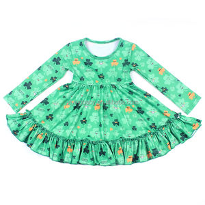 <strong>St</strong>. <strong>patrick</strong> <strong>day</strong> girls outfit Spring girl long sleeve <strong>dresses</strong> wholesale custom lace <strong>dress</strong> Milk silk printed children'<strong>s</strong> <strong>dresses</strong> - Product Image 1
