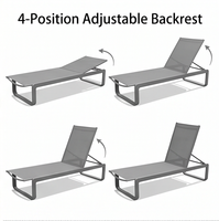 Chaise longue empilable moderne en aluminium pour l'extérieur, mobilier de piscine avec tissu respirant pour hôtel, plage, complexe hôtelier