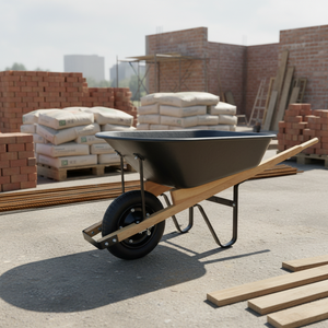 5CU.Ft. <span class=keywords><strong>Brouette</strong></span> robuste à cadre métallique avec plateau <span class=keywords><strong>en</strong></span> plastique - Pneu pneumatique 14"x3.50-8 - Poignée <span class=keywords><strong>en</strong></span> <span class=keywords><strong>bois</strong></span> pour la construction et le jardinage - Product Image 4