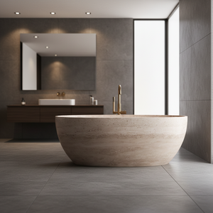 Bañera de Lujo de Travertino para Hotel, Bañera de Superficie Sólida para Interiores, Bañera de Hidromasaje para Adultos, Bañera de Piedra con Desagüe en Esquina - Product Image 6