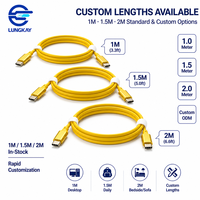 LUNGKAY Kabel Silikon USB 2.0 Tipe C Warna Kuning Lemon Cerah 60W 480Mbps untuk Catu Daya Peralatan, Transmisi Data