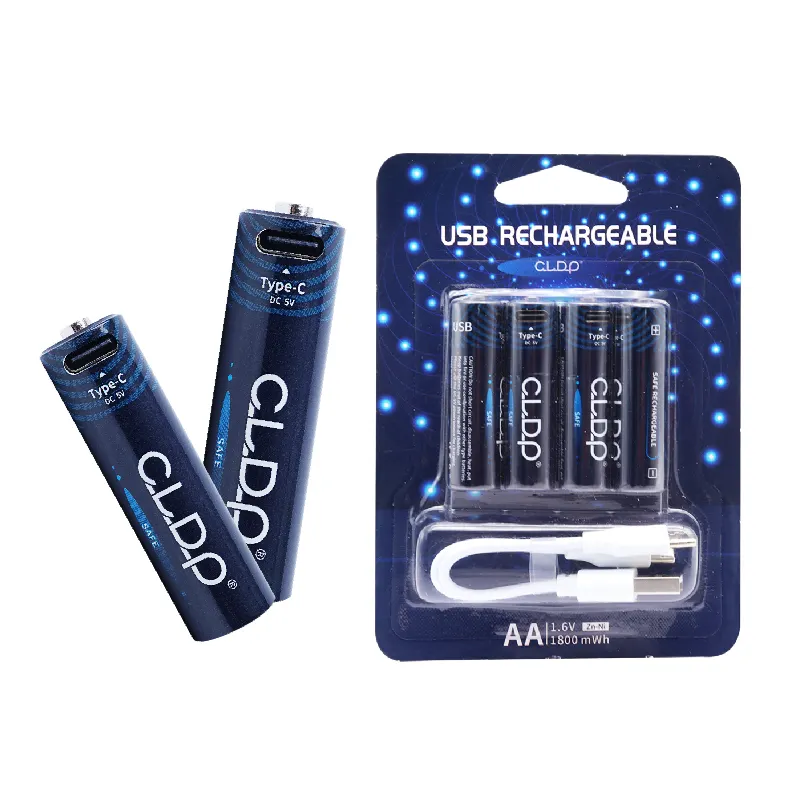 CLDP brand 1.5V double A triple A AA battery more powerful and easy to use USB Type-c port charging AAA rechargeable battery