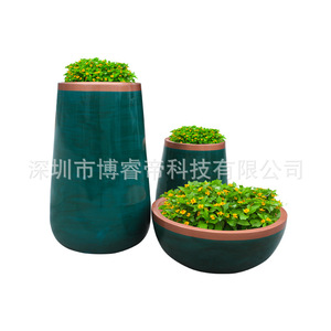 Maceta Circular de Fibra de Vidrio, Esmaltada, Clásica, Antigua, para Exteriores, Centros Comerciales, para Plantas y Flores Verdes - Product Image 5