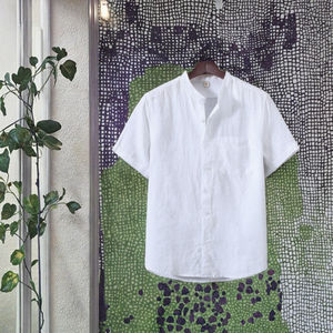 <span class=keywords><strong>Chemise</strong></span> en <span class=keywords><strong>lin</strong></span> personnalisée de haute qualité du fabricant OEM pour hommes 100% Support en <span class=keywords><strong>lin</strong></span> <span class=keywords><strong>Mao</strong></span> manches courtes décontracté été teint uni 'Camisa De - Product Image 2