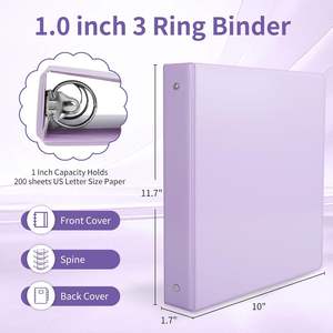 Custom Presentation Ring Binder <b>Plastic</b> Folder 1'' Office School Blue 1-Inch Round 3 Ring Binder With 2 Interior <b>Pockets</b> - Product Image 2