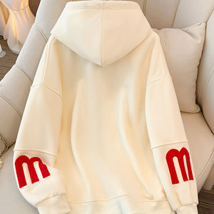 Sudadera con Capucha de Punto para Mujer, Estilo Casual y Holgado, con Bordado de Letras, Antiarrugas y Antiretráctil - Product Image 2