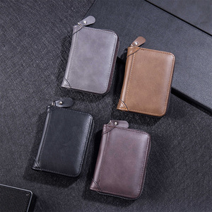 Men's Mini Zip <b>Wallet</b> Solid Color Leather Coin Purse Card <b>Holder</b> Everyday Use JF02 - Product Image 1