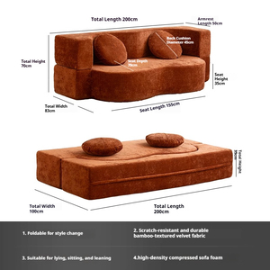 Compression Boneless Foam Convertible <strong>Futon</strong> Sofa Bed For Easy Foldable Mechanism Transition In Guest Rooms - Product Image 5