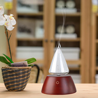 Diffuseur d'huiles essentielles sans eau pour la maison, à base de bois, avec réservoir en verre, USB, design sapin de Noël, machine à brume froide parfumée