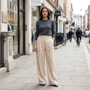 <span class=keywords><strong>Pantaloni</strong></span> da Ufficio a Gamba Dritta per Donna <span class=keywords><strong>in</strong></span> Misto Poliestere e <span class=keywords><strong>Viscosa</strong></span> ad Alta Elasticità, Tinta Unita <span class=keywords><strong>con</strong></span> <span class=keywords><strong>Vita</strong></span> Elastica, Stile Business Casual - Product Image 1