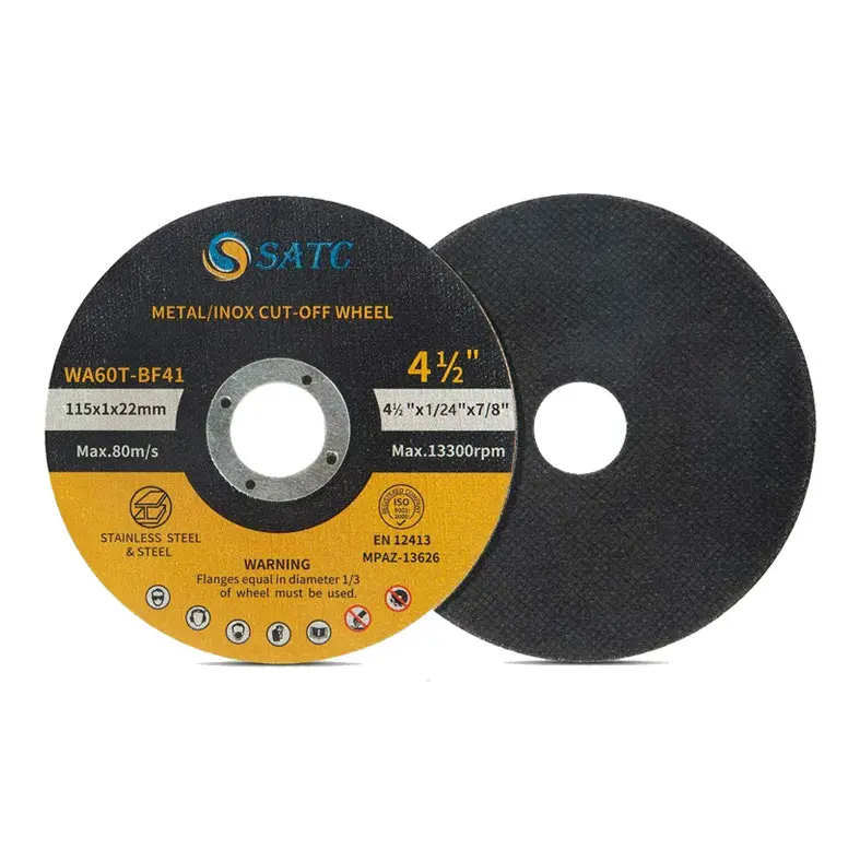 SATC-disco de corte abrasivo para Metal y acero inoxidable, 115mm, 4,5 "X 1/24" X 7/8"