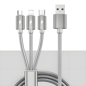 3 In 1 Super Snel Opladen Nylon Kabel Usb Naar Type C Snel Opladen Data Lijn Voor Mobiele Telefoon Camera Computer - Product Image 2