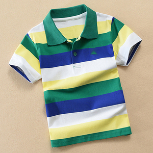 Camiseta Polo a Rayas para Niños, Estilo Coreano, Algodón Elástico, Manga Corta, Transpirable, Ropa de Verano para Niños y Niñas, Venta al Por Mayor - Product Image 1