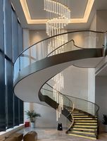 Indoor Spiral Arc Floating Staircase mit Glas balustraden marmor und Massivholz stufen