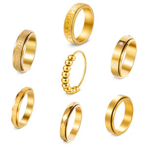 Anillos Giratorios Antiestrés para Parejas, de Acero de Titanio Mate con Circonita Cúbica, para Enamorados - Product Image 5