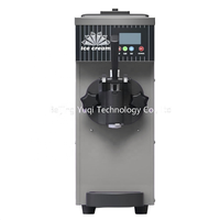 Machine à glace molle commerciale grise avec réservoir de mélange de 2,5 L, compatible avec diverses saveurs de crème glacée molle, facile à utiliser.