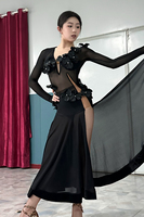 Robe de danse latine haut de gamme Vennystyle - Costume de compétition une pièce à manches pétales pour les 4 ans et plus