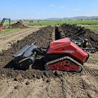 Machine agricole télécommandée multifonctionnelle pour vergers : débroussailleuse, désherbeuse, outil de creusement de fossés, de remblayage et de labourage