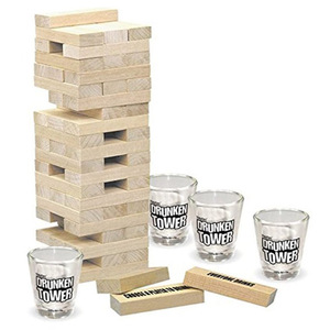 Juego de beber para fiestas de adultos, torre de madera borracha <span class=keywords><strong>con</strong></span> <span class=keywords><strong>gafas</strong></span> y bloques en forma de número, juego de Torre apilable y caída - Product Image 3