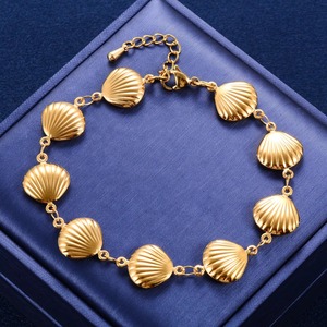 Bracelet Coquillage Mignon en Acier Inoxydable pour Femme et Fille, Chaîne de Main à Maillons Dorés, Bracelet de Cheville d'Été pour la Plage, Bijoux Métalliques, Cadeaux - Product Image 1