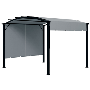 Pergola carrée rétractable moderne en acier gris thermolaqué 11x11, abri de jardin extérieur, pavillon, protection solaire - Product Image 1