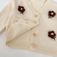Cárdigan de Punto de Algodón para Bebé de Marca Propia con Apliques Florales, Elegante Suéter para Niños, Conjuntos de Ropa para Niños Pequeños