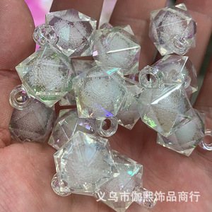Perles en forme de cube de cristal 16 mm, facettées, motif bulle océanique, trou de suspension, pour la fabrication de bijoux, pendentif de voiture, accessoires DIY, en résine - Product Image 2