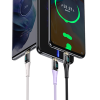 Kabel Data USAMS SJ591 Harga Grosir 5A Pengisian Cepat Layar Digital Transparan 2m Dual PD Tipe-C ke Tipe-C