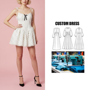 Robe d'été pour femme, style français, style premier amour, robe à bretelles à pois, style empire, sans manches, mini-robe d'anniversaire avec nœud, OEM ODM - Product Image 1