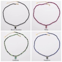 Zooying vente chaude coupe pierre naturelle perlée pierre de naissance clavicule chaîne améthyste Cutzodiac collier zodiaque collier zodiaque perle brute