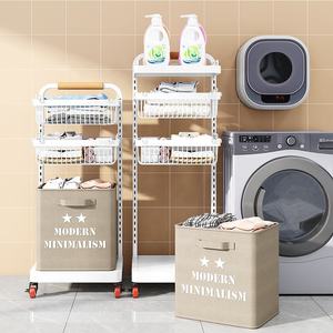 2-Tier <b>Collapsible</b> Metal Wire Laundry Hamper with Handle, Foldable Clothes Fruit <b>Storage</b> Basket Rack, Space-Saving Home - Product Image 5