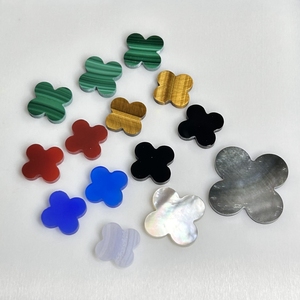 HQ Gems Colors quadrifoglio 13mm larghezza 2mm spessore Natural Green Malachite Tiger Eye MOP Red Blue Agate Onxy - Product Image 1