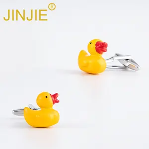 Wholesale Custom fashion design hot sell novelty animal yellow duck cufflinks for men shirt