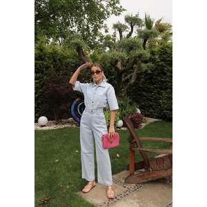 Overoles de Mezclilla Azul para Mujer al por Mayor, 100% Algodón, Transpirables, Estilo Simple - Product Image 6