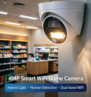 Cámara Domo WiFi 4MP, Cámara de Seguridad con Luz Híbrida, Detección Humana, WiFi de Doble Banda, Audio Bidireccional, H.265, Aplicación Tuya para el Hogar