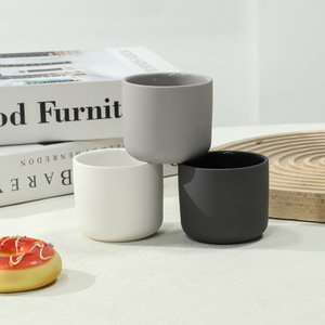 Elegante Tarro blanco mate Color sólido Cilíndrico Cerámica Vela Tarro Vela Contenedor para la fabricación de velas - Product Image 1