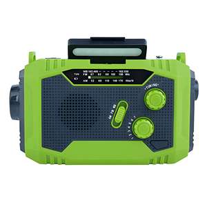 Radio FM AM WB robuste pour l'extérieur avec manivelle solaire, charge USB, double éclairage LED et alarme pour le camping et la randonnée - Product Image 1