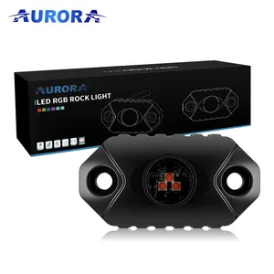 Aurora LEDs Lampu Batu LED RGB Waktu Musik Berkedip IP69K Cahaya Warna-warni dengan Remote Control Aplikasi