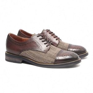 Chaussures habillées classiques élégantes à lacets en cuir de vachette véritable, fabriquées à la main, de haute qualité, de luxe, pour affaires, à bout carré, par un designer original - Product Image 1