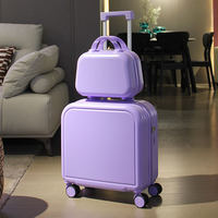 Valise à roulettes légère et compacte pour homme et femme, 18 pouces, avec serrure à combinaison, ensemble de bagages de voyage