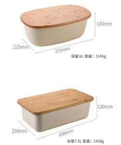 Boîte à pain en plastique de 7,5 L avec couvercle en bambou pour le stockage des toasts et des aliments sur les comptoirs de cuisine - Product Image 3