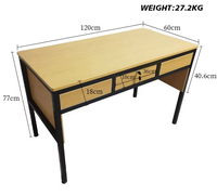 Bureau d'enseignant avec tiroir verrouillable, table d'étude à hauteur fixe avec plateau en bois et structure en acier, mobilier scolaire moderne
