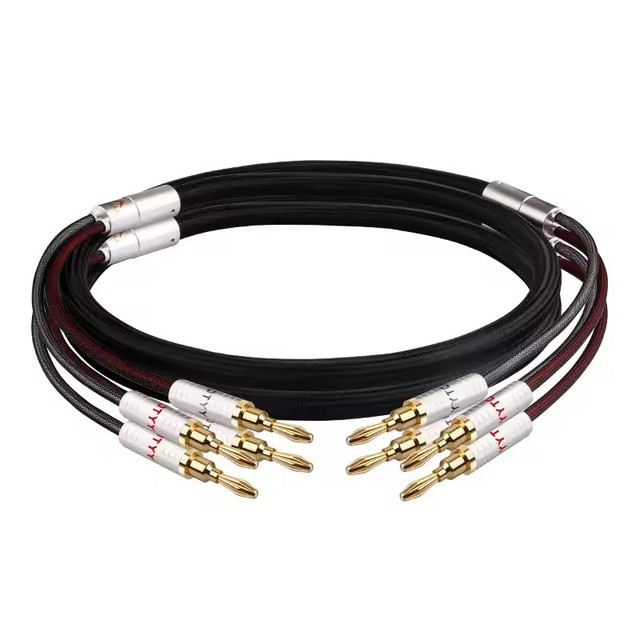 C1 6MM 2 Banana Male Audio Cable Speaker Silver Plated Core Gold Plated Replaceable 8 Pieces Banana Plug 2*2.75MM PVC Jacket